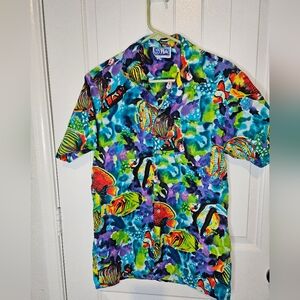 Vintage 9th Wave Tropical Fish Hawaiian Shirt XS - 90s Surf Coastal